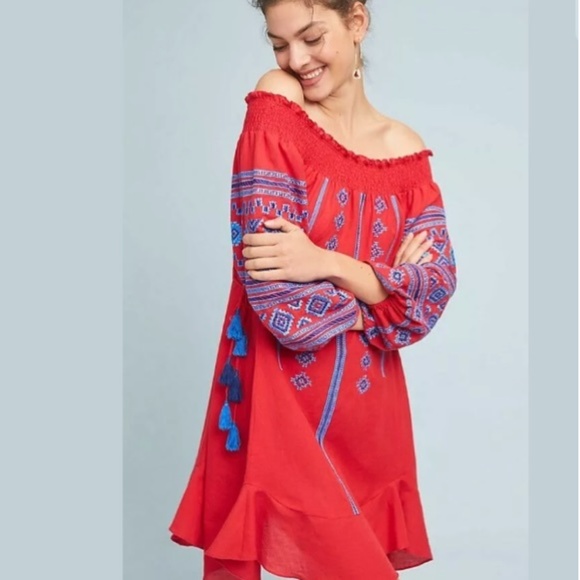Anthropologie Dresses & Skirts - Ranna Gill Off the Shoulder Embroidered Dress